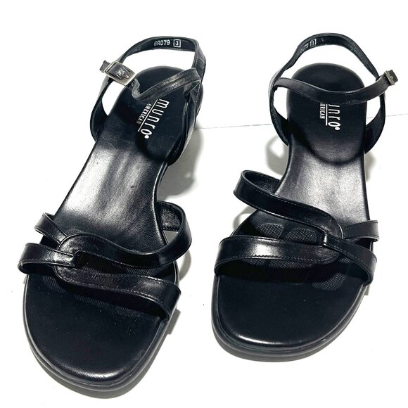 Munro Black Sling Back Strappy Sandals 2" Heel Size 7-1/2W Nordstrom New Other - Picture 1 of 13